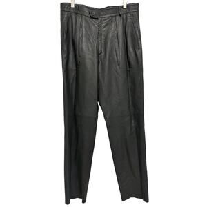 Ferragamo Vintage 1980’s Gray Calf Leather Pants 32” Waist 34” Inseam EU 52
